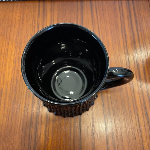 Vintage 1960's Tiara Indiana Black Diamond Point Glass Coffee/Tea Cups/Mugs x2 - Picture 4 of 8